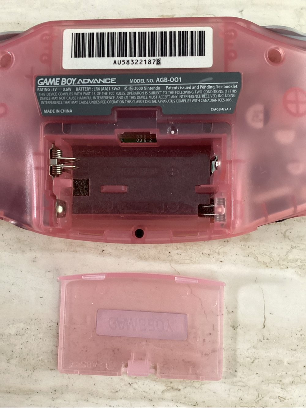 Nintendo Gameboy Advance Console Clear Pink Fuchsia Game Boy GBA AGB-001 - Picture 11 of 16